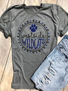 Wildcats Team Spirit Shirt Matte Black Royal Blue Glitter - Etsy School Cheer Shirts Design, Elementary School Tshirt Designs, Pto Shirts, Team Spirit Shirts, School Shirt Designs, Cheer Shirt, Mascot Shirt