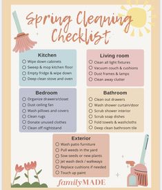 the spring cleaning checklist is shown here