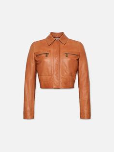 FITTED LEATHER MOTO JACKET LIGHT WHISKEY Leather Short, Moto Style, Exposed Zipper, Leather Moto, Leather Moto Jacket, Leather Shorts, Moto Jacket, High Waist Jeans, Light Brown