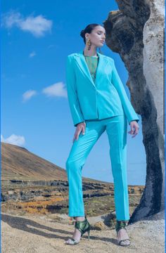 Turquoise Blue Suit Blazercotton jacket perfect for summer one of a kind Fits best on size M fits perfectly with Turquoise Pants made in Italy Blue Notch Lapel Blazer For Summer, Fitted Turquoise Bottoms For Spring, Turquoise Fitted Bottoms For Spring, Summer Light Blue Long Sleeve Blazer, Blue Notch Lapel Pantsuit For Spring, Blue Tailored Pantsuit For Spring, Casual Blue Summer Suit, Tailored Blue Pantsuit For Spring, Summer Blue Blazer For Workwear