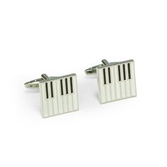 Bey-Berk Rhodium Plated Piano Keyboard Cufflinks Box Piano Ring, Rectangular Silver Cufflinks As Gift, Piano Necklace, Silver Music-themed Bracelets For Gifts, Stash Containers, Wall Mount Jewelry Organizer, Wooden Watch Box, Silver Clip-on Cufflinks For Gift, Cufflink Box