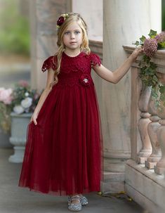 Burgundy flower girl dress Red Lace flower girl dress Tulle | Etsy Toddler Dress Burgundy, Flowergirls Dress Red, Maroon Flower Girl Dress, Flower Girl Dresses Burgundy, Destiny Wedding, Burgundy Dress Outfit, Vestidos Color Vino, Red Flower Girl, Burgundy Flower Girl Dress