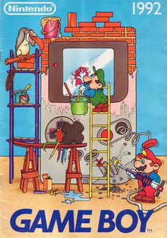 an old nintendo game boy advertisement with mario and luigi