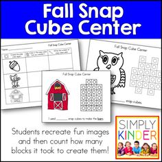 the fall snap cube center is filled with pictures and words to help students learn how to make