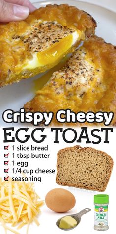 an advertisement for crispy cheesy egg toast