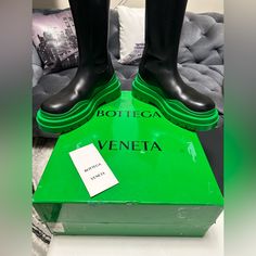 Bottega Veneta Leather Chelsea Boots Material: 100% Calfskin Lining: Calfskin Color: Black/Grass Bio-Based Rubber Outsole Flatform: 5.5 Cm | 2.2" Worn 3 Times. Please See Photos As Per Small Scratches But Nothing Major. Size 39 Which Is Good For Someone That Wears Size 10 Us (They Run Large). I Am Size 10 And They Fit Me Great. Box Damaged And Stained While House Moving. Coming With 2 Dust Bags No Offers Will Be Accepted ! This Color Is Not On Sale Nowhere And Is Selling Only At Full Price $1450 Bottega Veneta Tire Boots, Black Grass, Bottega Veneta Shoes, House Moving, Moving House, Leather Chelsea Boots, Moto Boots, Bottega Veneta, Rain Boots