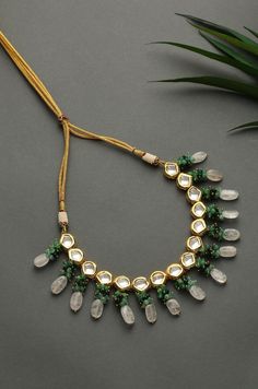 This beautifully handcrafted necklace is set in silver and copper alloy and plated with 22k gold.This necklace with a twist of Pearl stones by Paisley Pop is a perfect accessory for an Indian Bride. Necklace Size - Length 16inch Closure - Adjustable Thread Dori Style Tip - Wear this with almost anything Indian for a rich and royal look because nothing more regal than kundan necklace set. We love teaming this with classy chiffon sarees or zari silk sarees. Also looks best when worn with your roya Stone Necklace Set, Necklace Set Indian, Silver Necklace Set, Indian Necklace, Bleu Pastel, Kundan Necklace, Bollywood Jewelry, Pakistani Jewelry, India Jewelry