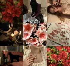 the collage shows many different pictures with flowers and candles in them, including roses