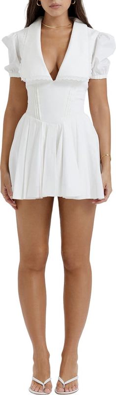 HOUSE OF CB Piera Cotton Blend Fit & Flare Dress | Nordstrom Chic A-line Tennis Dress For Spring, Chic V-neck Tennis Dress For Spring, Spring Cotton Tennis Dress, Spring Chic V-neck Tennis Dress, Chic A-line Summer Tennis Dress, Chic A-line Tennis Dress For Summer, Spring Pleated Short Tennis Dress, Fitted Tennis Dress For Spring, Summer Pleated Tennis Dress