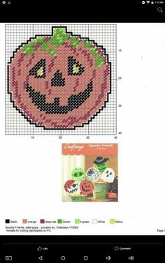 a cross stitch pattern with an image of a pumpkin