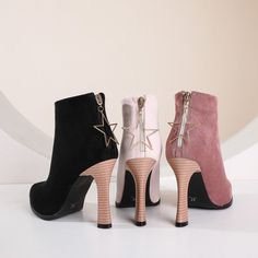 Heel Height: 10.5cmPlatform Height: 1 cmStyle: Fashion,KoreanOccasion: Casual,Party/Club,Office/Career,DressSeason: Spring,Summer,Fall/Autumn,WinterPackage Contents: 1 x Shoes (Pair)Size Guide:34 = foot length 21.5-22cm (Foot width=8-8.5cm)35 = foot length 22-22.5cm (Foot width=8.5cm)36 = foot length 22.5-23cm (Foot width=8.5-9cm)37 = foot length 23-23.5cm (Foot width=9cm)38 = foot length 23.5-24cm (Foot width=9-9.5cm)39 = foot length 24-24.5cm (Foot width=9.5-10cm)40 = foot length 24.5-25cm (Fo Pink Round Toe Heeled Boots For Winter, Pink Ankle-high Heels For Fall, Pink Ankle Boot Heels For Fall, Elegant Pink Heeled Boots With Round Toe, Pink Pointed Toe Booties For Fall, Pink Pointed Toe Winter Boots, Pink High Heel Boots For Spring, Pink Round Toe Heels For Fall, Pink High Heeled Boots For Spring