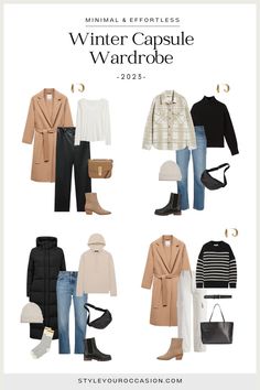 If you are looking for inspiration for winter outfits, this winter capsule wardrobe edition for the 2023/2024 winter season, is your answer. This elevated, effortless, and classic neutral capsule wardrobe will take you from day to night, and from milder days to super chilly days in the winter months. Winter outfits cold, cold weather winter capsule wardrobe Casual Cold Weather Outfits, Winter Capsule Wardrobe 2023, Classy Sweater Dresses, Capsule Wardrobe 2023, Chic Winter Outfit, Minimalist Wardrobe Essentials, Ultimate Capsule Wardrobe, Chic Outfits Classy