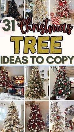 christmas tree decorating ideas to copy for the home and office in this postcard style photo collage