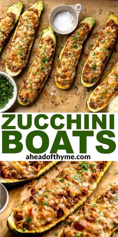 zucchini boats with cheese and sauce on top