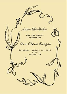 the save the date card is shown in black ink