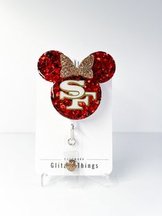 Show your support for football season with this classic 49ers badge reel. Featuring the iconic 49ers logo, this badge reel is perfect for football fanatics looking to make a statement. Keep your ID and access conveniently stored on the reel for quick and easy access. 49ers Logo, Sports Items, Badge Design, Football Season, Ornaments Diy, Badge Reel, Easy Access, Football, ? Logo