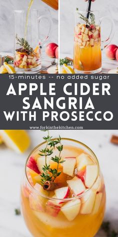 Nothing says fall quite like Apple Cider Sangria. This flavorful, easy-to-make cocktail is perfect for a holiday party or get-together with friends because it's made by the pitcher and only takes about 15 minutes! Bursting with warm fall flavors and bubbly prosecco, it's the perfect autumn drink! Alcoholic Apple Cider Crockpot, Apple Cider Champagne Punch, Spiced Apple Prosecco, Autumn Champagne Cocktail, Fall Cider Sangria, Champagne Apple Cider Cocktail, Apple Cider And Champagne, Thanksgiving Apple Cider Sangria, Fall Holiday Cocktails