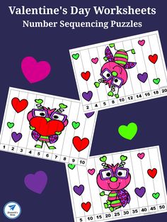 valentine's day worksheets for numbers and counting