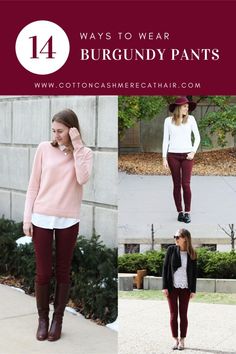 Burgandy Pants Outfits Work Winter, Burgandy Pant Outfit, Burgundy Jegging Outfit, Maroon Leggings Outfit Fall, Maroon Jeggings Outfit, Burgandy Pants Work Outfit, Burgandy Pants Outfits Winter, Burgundy Jeans Outfit Winter, Burgundy Leggings Outfit Fall