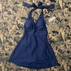 Nwt J. Crew Navy Blue One Piece Skirt Halter Swimsuit Summer 2018 Masc Swimsuit, 2000s Swimsuit, Beach Attire For Women, Cruise Swimsuit, Navy Blue Swimsuit, Tankini With Skirt, One Piece Skirt, Lake Outfit, Outfits For Mexico