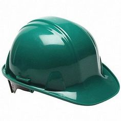 a green hard hat on a white background