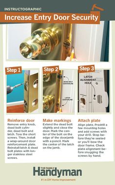 the instructions for how to install an interior door lock on a house or office building