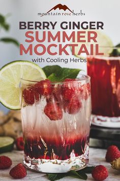 berry ginger summer cocktail with cooling herbs