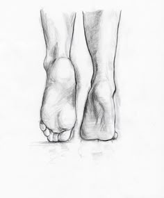 a pencil drawing of a person's feet and toes