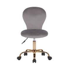 This task chair includes plenty of ergonomic features and glam elements to help make your office environment productive and stylish. It rests on a chrome frame with a gold finish, and it has five caster wheels for easy movement across carpeted and hardwood floors. This office chair is wrapped with velvet upholstery in a variety of solid hues to match your room's current color scheme. Its curved silhouette, armless seat, and foam fill give you a space-saving and supportive option as you finish ev Caster Wheels, Office Environment, Casters Wheels, Chrome Frame, Computer Chair, Small Office, Task Chair, Velvet Upholstery, Aqua Green