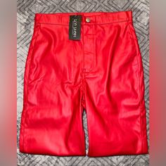 Charlotte Russe High Rise Faux Leather Skinny Pants Condition: Nwt Size: Medium Color: Red Red Straight Leg Bottoms For Night Out, Wide Leg Red Leather Pants For Fall, Red High Waist Leather Pants For Spring, Spring Red High-waist Leather Pants, High-waisted Red Leather Pants For Spring, High Waist Red Leather Pants For Spring, Trendy Red High-waist Leather Pants, Red High-waisted Leather Pants For Party, Red High Waist Leather Pants For Party