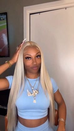 Blonde Bust Down Middle Part, Blonde Buss Down Middle Part, Toned 613 Wig, Toned Blonde Wig Black Women, Blonde Wig On Dark Skin Women, Ash Blonde Wig Black Women, Ash Blonde Lace Front Wigs, Blonde Wig Black Women