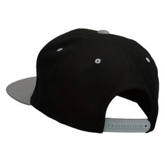 a black and grey hat with white stitching on the front, side panel and visor