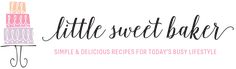 the logo for little sweet baker is shown in black and pink, on a white background