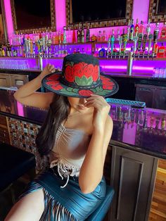 DESCRIPCION: Women's Suede Leather Hand Painted Floral Artisan Hat 'Mexico Artesanal' ID: 603719 Tipo: Sombrero Artesanal Estilo: Floral Pintado a Mano Marca: Mexico Artesanal Material: de Piel Gamuza Corrida USA: M, L Bohemian Wide Brim Hat For Cinco De Mayo, Adjustable Flat Brim Hat For Cinco De Mayo, Traditional Hat For Cinco De Mayo Festival, Traditional Wide Brim Hat For Cinco De Mayo, Rodeo Boots, Father Son Shirts, Suede Hat, Painted Hats, Leather Hat