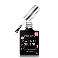 INTOBAS 7 EN 1 Colle Pour Faux Ongles UV Extra Forte, 15ml Colle Capsule Americaine Ongle, Gel Gummy Base Pose Americaine, Colle à Ongles UV Gel Longue Duré Uv Gel, Uv Led, Glue On Nails