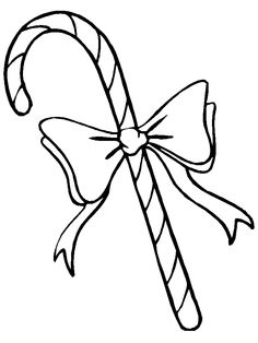 a candy cane with a bow on it's end coloring page for kids, printable