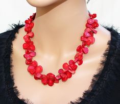 ♥ Ready to ship ♥ 100% handmade ♥ Packed in a gift box ♥ Material: Genuine Mediterranean / Italian coral beads ♥ Custom length Red coral statement necklace designed with genuine Italian teardrop coral beads. The chunky stylish elegant one of kind necklace.  Coral beads look like flower petals around the neck. Accented with blackened silver antique beads. Inspired by nature this classy, stylish, elegant necklace makes a powerful statement! Feminine and romantic, tasteful but eye-catching, it suit Red Beaded Necklace For Valentine's Day Gift, Red Beaded Necklaces For Gifts, Unique Red Necklaces For Valentine's Day, Red Coral Necklaces For Gifts, Red Coral Necklaces As Gifts, Unique Coral Necklace For Gift, Unique Red Coral Beaded Necklace As Gift, Unique Red Coral Necklace For Gifts, Unique Red Beaded Necklaces For Gifts