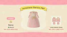 an animal crossing character is wearing a pink dress