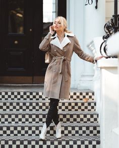 If you are wanting the warmth of sheepskin with the look of a double-breasted trench coat, then look no further. This taupe-coloured 100% shearling, belted coat could be the answer.   Sitting above the knee and with cream shearling cuffs and double collar, this coat screams class and style. A perfect addition to any winter wardrobe. With the added length, fully sheepskin lined and beautifully soft, it will see you through until the warmer days return. And if you need to find a storage spot during those sunnier months, all of Sheepers outerwear comes in customised black and copper boxes for just that. Of course they look good too! All Sheepers outerwear are delivered in a black and copper custom box with gift card, perfect for gift giving and ideal for garment storage during the off-season. Double Collar, Double Breasted Trench Coat, Belted Coat, Taupe Color, Shearling Jacket, Winter Wardrobe, Above The Knee, See You, The Knee