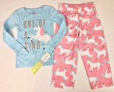 - Girls Carters pink and blue unicorn print top and bottom pajama set - Size 4 - Brand new with tags - The top is made of 100% cotton and is meant to be worn snug fitting.  The bottoms are made of 100% polyester and are flame resistant Unicorn Pajamas, Unicorn Top, Carters Size Chart, Preschool Girl, Girls Pjs, Cute Pajamas, Mens Fashion Casual Outfits, Cotton Bottoms, Girls Pajamas