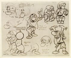 an old cartoon character sheet with various expressions