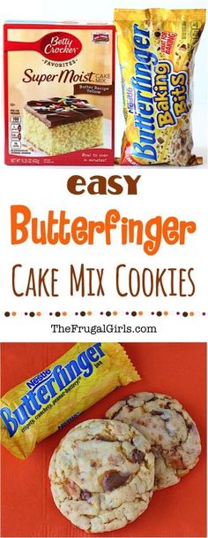 easy butterfingerger cake mix cookies are stacked on top of each other