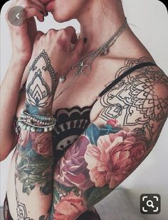 Tattoo For Women Ideas, Arm Tattoo For Women, Full Arm Sleeve Tattoo, Tato Mandala, Colour Tattoo For Women, Maching Tattoos, Bird Tattoos For Women, Mandala Sleeve, Tattoos For Women Flowers