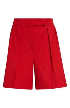 Keep your warm-weather look polished in these pleat-front shorts tailored in Italy from virgin wool in a vibrant hue. Zip fly with hook-and-bar closure Side-seam pockets Stretch lining 100% virgin wool Dry clean Made in Italy Designer Clothing Tailored Formal Shorts For Summer, Pleated Workwear Shorts, Pleated Shorts For Workwear, Pleated Shorts For Work, Red Shorts For Spring Workwear, Wool Shorts, Valentino Designer, Look Polished, Red Fits