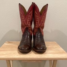 Lucchese Boots Boots Were Relasted By Lucchese From A Wide Toe To A French Toe. Not Sure On The Skin, But It Looks And Feels Like Bull Neck. Boots Were Part Of The Rotation For About A Year, I Just Don’t Wear Them Enough And Need Some Space For New Boots. 8 1/2 D French Toes, Lucchese Boots, New Boots, Cowboy Western, Western Cowboy Boots, Just Don, Western Boots, A Year, Men's Shoes