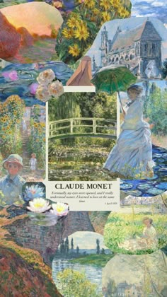 a collage of paintings with the words claed monet in it's center