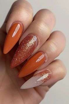 Get inspired by these trending Thanksgiving Nail Designs that are perfect for the season! From chic Thanksgiving Nails to creative Thanksgiving Nail Art, these designs will elevate your holiday look. Try out Fall Nail Designs Maple Leaf for a seasonal touch or go bold with Colourful Nails and Cute Nails For Fall. Looking for something unique? Check out stunning Fall Gel Nails and Thanksgiving Nails Design Fall to make your manicure stand out. Whether you're into classic Thanksgiving Nail styl... Nail Ideas For September 2024, Terracotta Nails Wedding, Easy Fall Acrylic Nails, Fall Copper Nails, Dark Orange Nails Design, Burnt Sienna Nails, Fall Nail Inspo 2024 Almond, October November Nails, Classy Autumn Nails