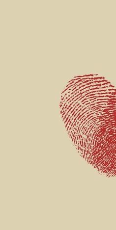 a fingerprint is shown in red on a beige background with the word, i love you