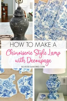 how to make a chinese style lamp with decoupage - blues and white home