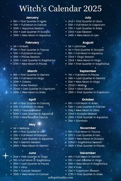 Moon Dates, Wheel of the Year Dates, and Zodiac Seasons for 2025  #mooncalendar #zodiacseasons #wheeloftheyear #fullmoon #newmoon #lunarcalendar #astrology2025 #moonphases #pagansabbats #witchycalendar #moonmagic #2025astrology #celestialcalendar #astrologylovers #witchytips #sabbatdates #lunarphases #cosmiccalendar #zodiaccalendar #astroguidance #seasonalliving #witchcraft #2025planning #moonrituals #manifesting #lunarcycle #astroevents #moonphaseplanner #zodiacdates #moonlovers #astrologicalseasons #astrologycalendar Months Of The Year Witchcraft, Astrology Moon Signs, 2025 Witchy Calendar, 2025 Full Moon Calendar, November Full Moon Ritual, Monthly Witch Rituals, Super Full Moon Ritual, Intermediate Witchcraft, First Quarter Moon Spells